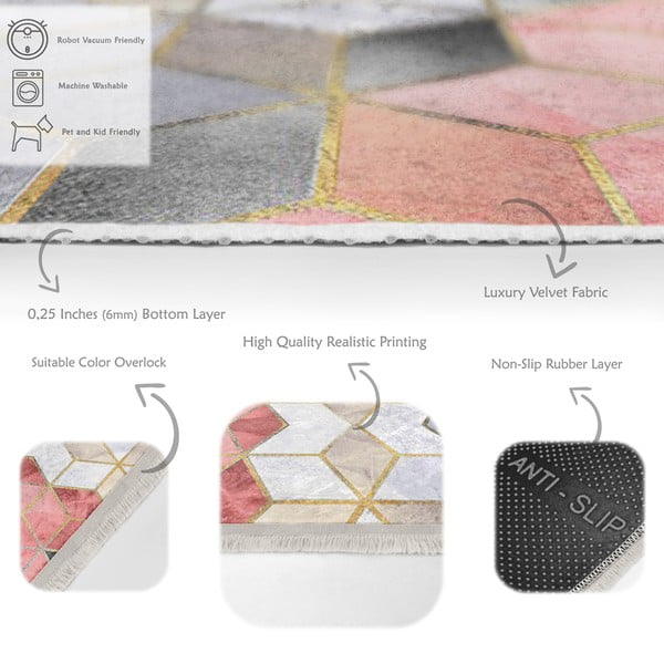 Hall ja roosa pestav vaip 160x230 cm - Mila Home-image-4