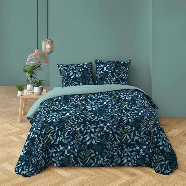 Sinine 3-osaline puuvillane voodipesu kaheinimesevoodile 200x200 cm Stacy - douceur d'intérieur-image-1