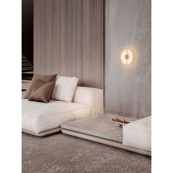 Kreemikas/messingvärvi LED-seinavalgusti kivist dekooriga Aider - Nova Luce-image-1