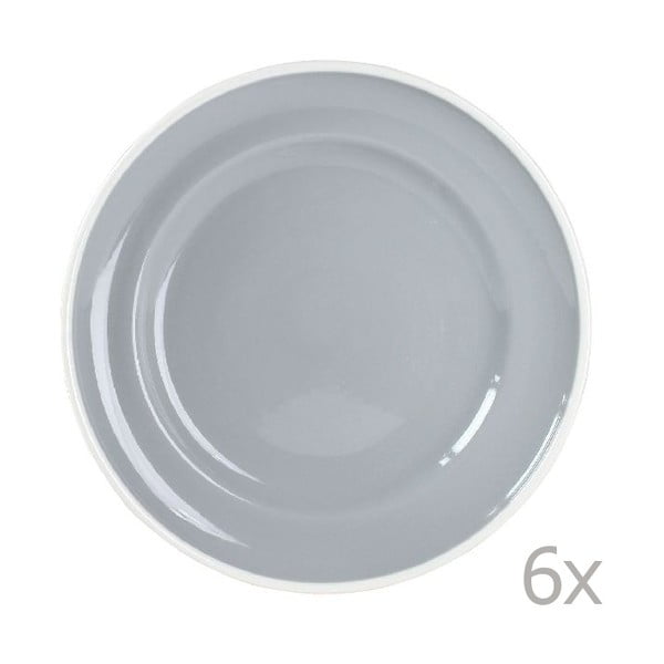 Sada 6 talířů Puck 21 cm, šedý