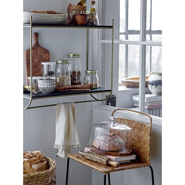 Musta/kuldset värvi mangopuidust põrandariiul Carly - Bloomingville-image-1