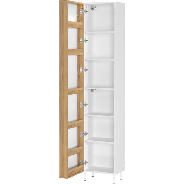 Valge kõrge/kitsas vannitoakapp 39x195 cm Topeka - Germania-image-3