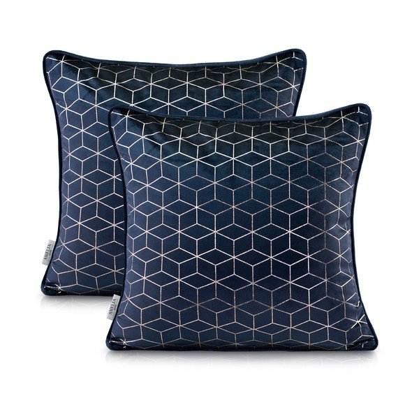 Sada 2 potahů na polštáře AmeliaHome Nancy Darkblue, 45 x 45 cm