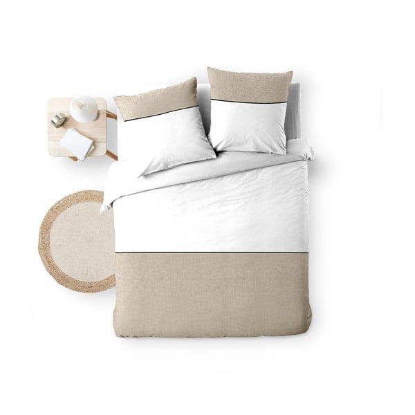 Valge-beež puuvillane voodipesu kaheinimese-/lisavoodile 240x220 cm Gabrielle - douceur d'intérieur-image-4