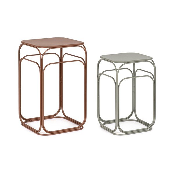 Hall/terrakota metallist kohvilaudade komplekt, 2 tk, 36x36 cm Clarity - Bizzotto