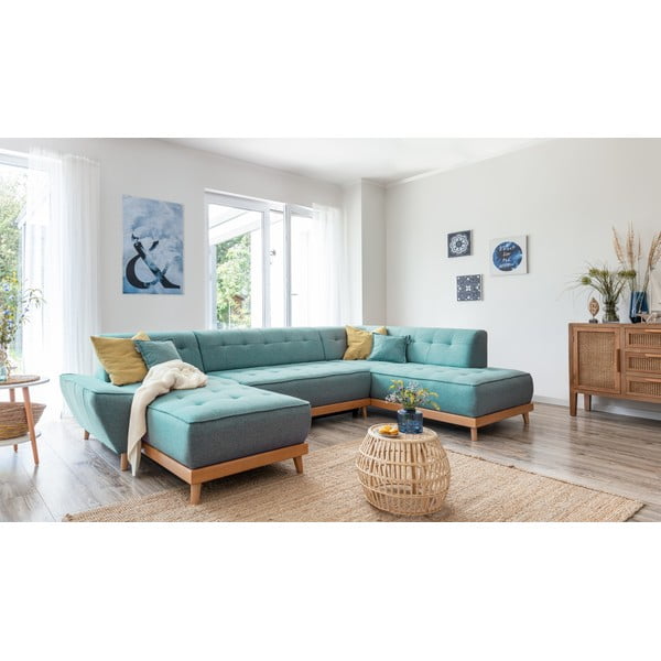 Türkiissinine nurgadiivanvoodi (parem nurk/"U") Dazzling Daisy - Miuform-image-4