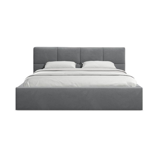 Tumehall sametist polsterdatud kaheinimesevoodi panipaigaga, koos liistudega 140x200 cm Hiko – Makamii-image-3