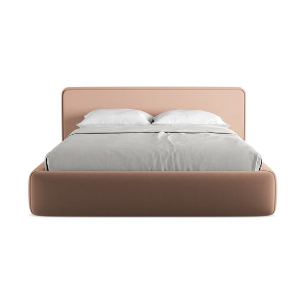 Heleroosa polsterdatud kaheinimesevoodi koos voodipõhja ja panipaigaga 160x200cm Kiana - Makamii-image-4