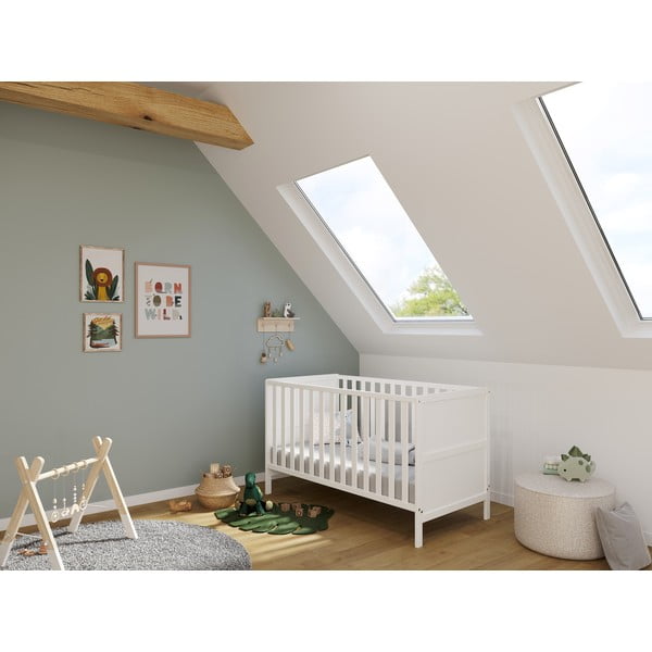 Valge täispuidust võrevoodi 70x140 cm Alkmaar - Germania-image-1