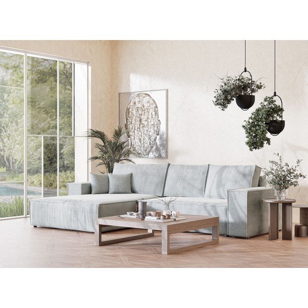 Helehall šenilldiivanvoodi/panipaigaga nurgadiivan (vasak nurk/diivanvoodiga) Maze - Maison de Rêve-image-1