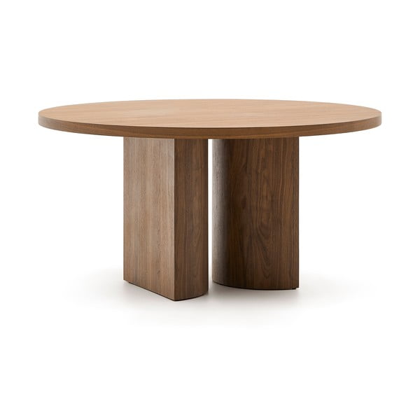 Ümmargune söögilaud pähklipuidu spoonist pealispinnaga ø 150 cm Nealy - Kave Home