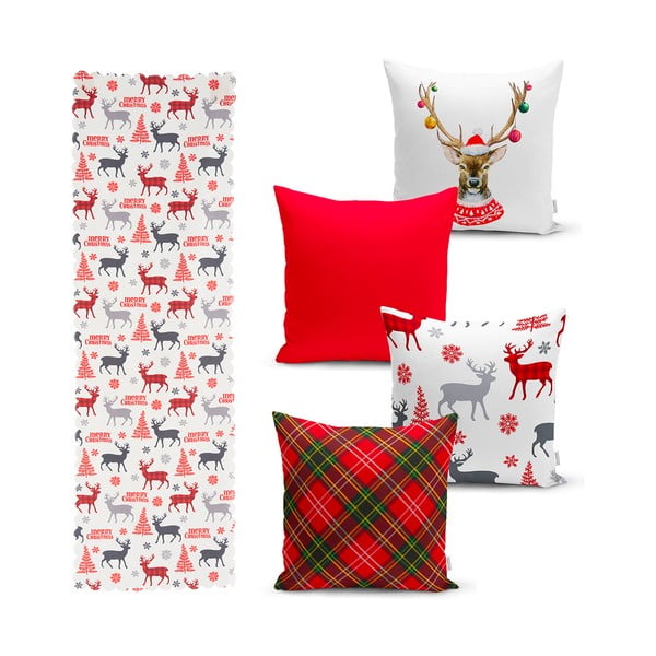 Komplekt 4 jõulupadjakatet ja lauajooksja Jõulukaunistused - Minimalist Cushion Covers