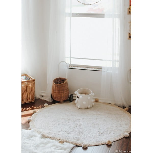 Beež pestav käsitsi kootud puuvillane laste vaip ø120 cm Bubbly Honey - Lorena Canals-image-1