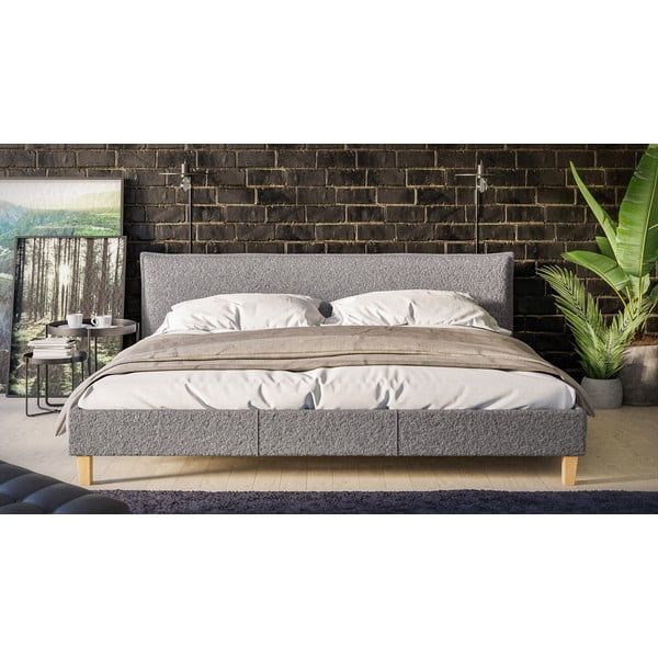 Hall polsterdatud kaheinimese voodi koos võrega 200x200 cm Tina - Ropez-image-1