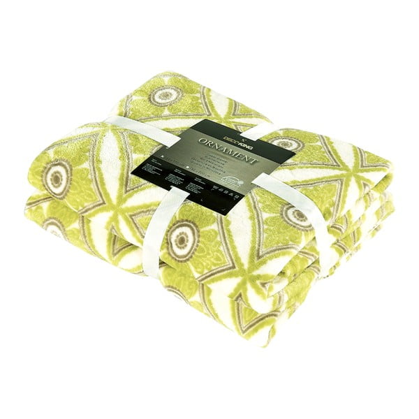 Žlutozelená deka z mikrovlákna DecoKing Acantus, 150 x 180 cm