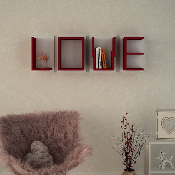 Sada 4 nástěnných polic Homitis Love Claret-image-1