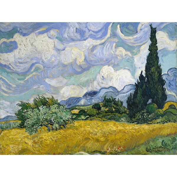 Maali reproduktsioon , 60 x 45 cm Vincent van Gogh - Wheat Field with Cypresses - Fedkolor
