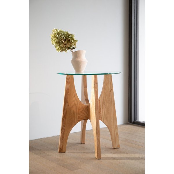 Ümmargune abilaud klaasist pealispinnaga ø 45 cm Kobe - Zuiver-image-4