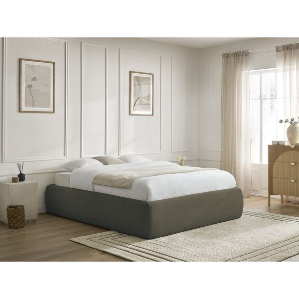 Tumeroheline polsterdatud kaheinimesevoodi koos panipaiga ja voodipõhjaga, ilma peatsita 180x200 cm Inera - Bobochic Paris-image-1