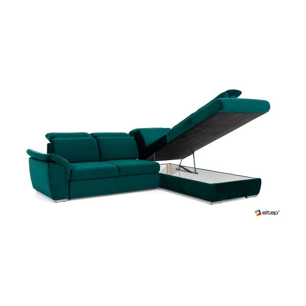 Roheline sametist lahtikäiv/sahtliga nurgadiivan (vasak nurk/L-kujuline) Loreto – ELTAP-image-3