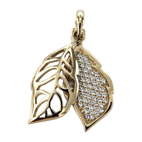 Pozlacený přívěsek s bílými krystaly Swarovski Elements Crystals Leaf