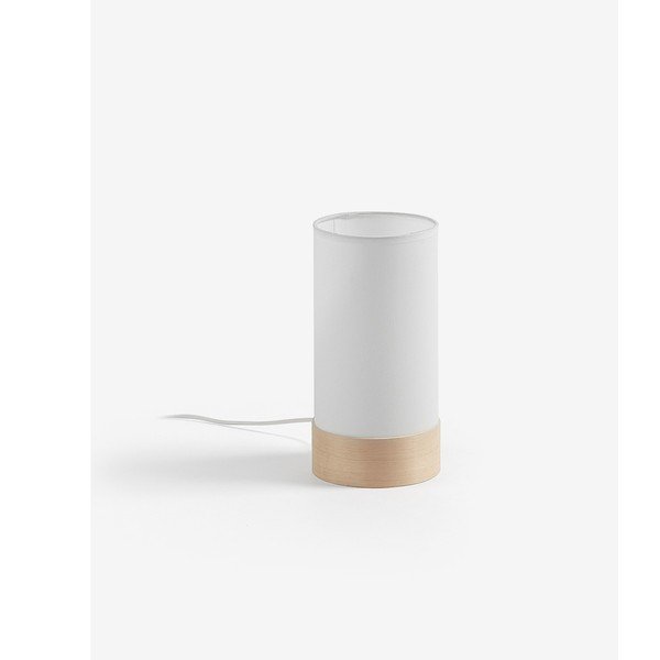 Valge pöögipuidust lauavalgusti tekstiilist varjuga (kõrgus 26 cm) Slat - Kave Home-image-3