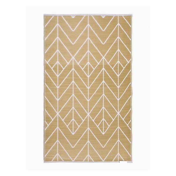 Beež ja kuldne kahepoolne õuevaip, mis on valmistatud taaskasutatud plastist , 90 x 150 cm Sydney - Fab Hab-image-1