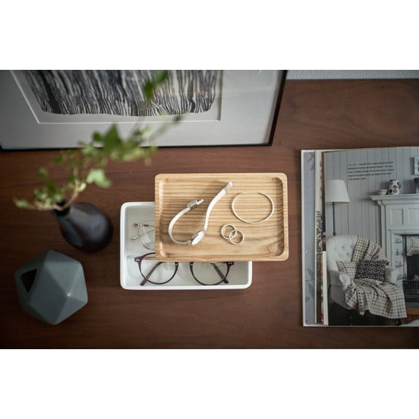 Valge kaanega hoiukarp 18,5x12,5x7 cm Rin - YAMAZAKI-image-1