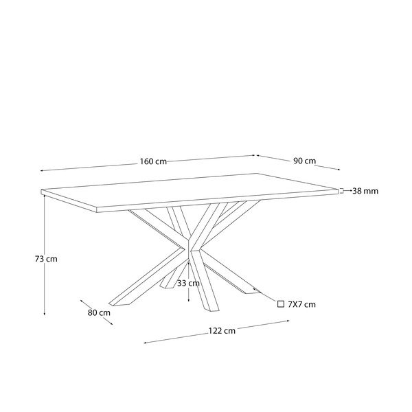 Söögilaud tammepuust pealispinnaga 90x160 cm Argo - Kave Home-image-2
