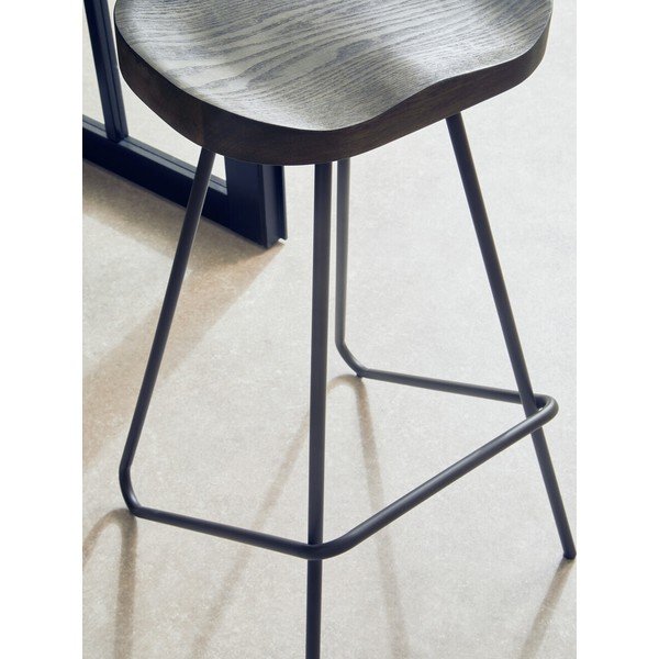 Must/naturaalsest jalakaspuidust baaritool (istme kõrgus 78 cm) District - Premier Housewares-image-3