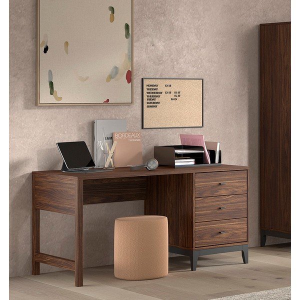 Töölaud pähklipuust dekooriga 70x140 cm Ilyas - Vipack-image-1
