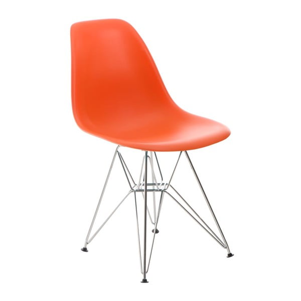 Oranžová židle D2, chromové nohy