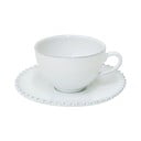 Valge keraamiline kruus koos taldrikuga , 250 ml Pearl - Costa Nova
