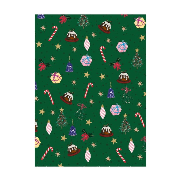 5 lehte rohelist pakkepaberit , 50 x 70 cm Christmas Fun - eleanor stuart