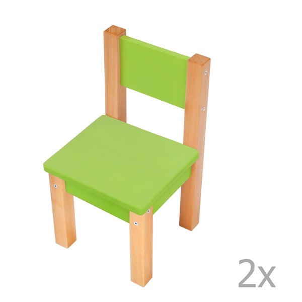 Sada 2 zelených dětských židliček Mobi furniture Mario