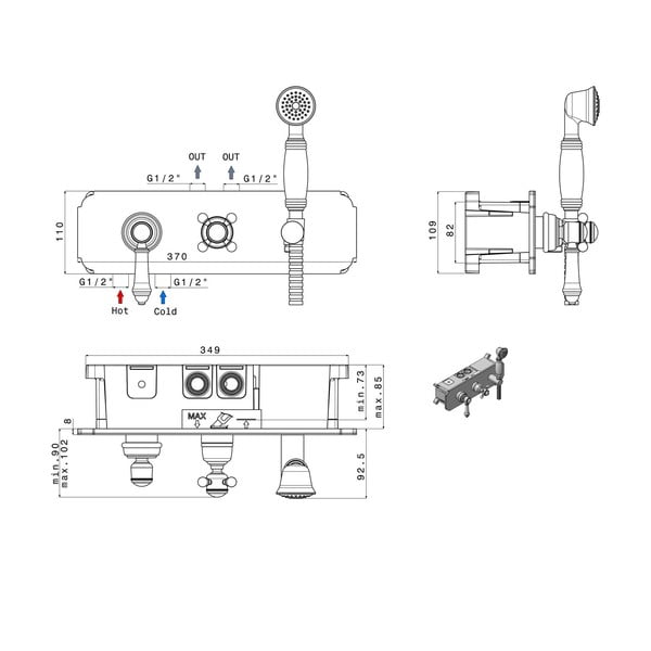 Pronks dušisegisti (3 väljundit) Vienna - Sapho-image-1