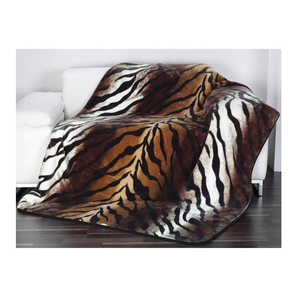 Hnědá deka Gözze Cashmere Tiger, 150 x 200 cm