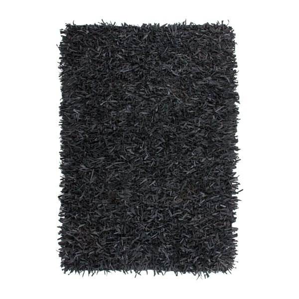 Černý kožený koberec Rodeo, 120x170cm