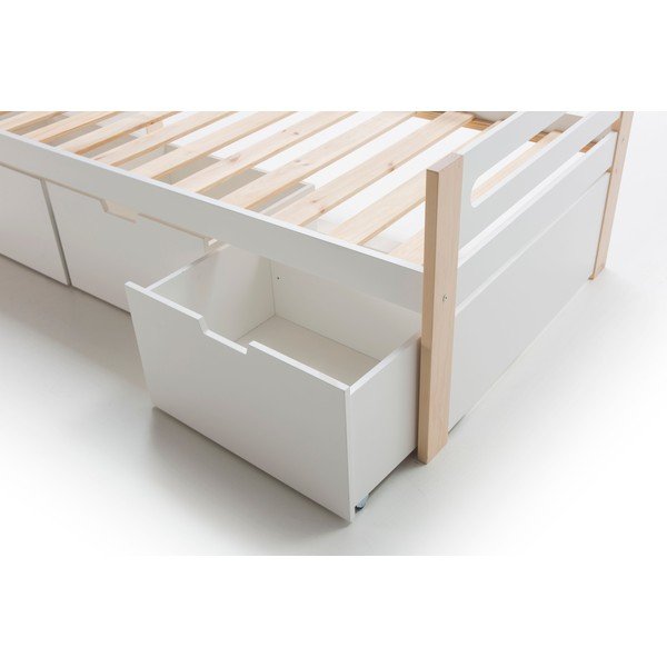 Valge voodi 3 sahtliga 90 x 190 cm Keisly - Marckeric-image-4