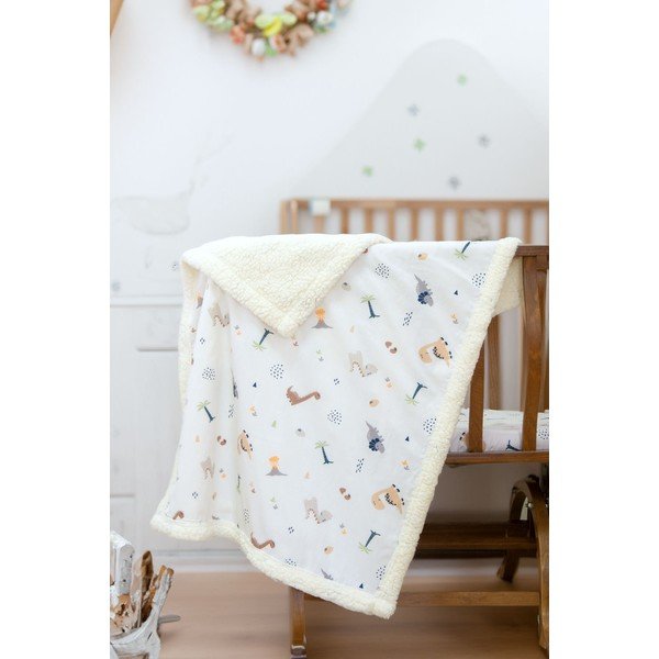 Valge Renforcé puuvillast laste tekk 75x100 cm Dinozor - Mijolnir-image-1