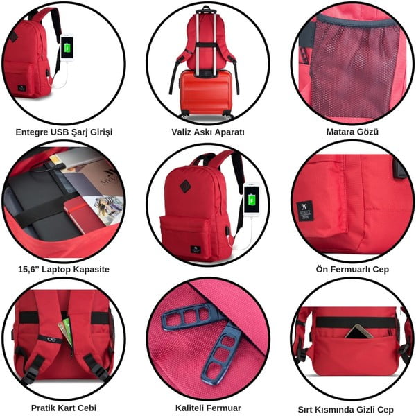 Lilla seljakott USB-portiga My Valice SPECTA Smart Bag - Myvalice-image-3