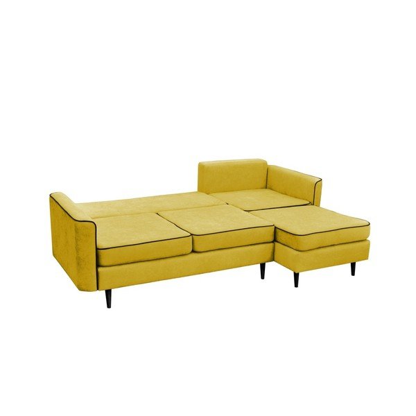 Žlutá rozkládací pohovka s černými nohami Mazzini Sofas Dragonfly, pravý roh-image-2