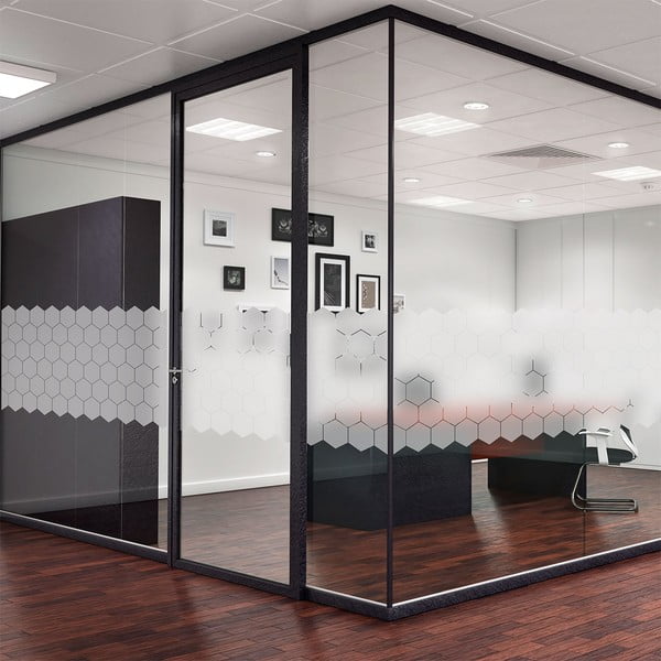 Komplekt 50 matist kleebist klaasile Hexagon - Ambiance-image-4