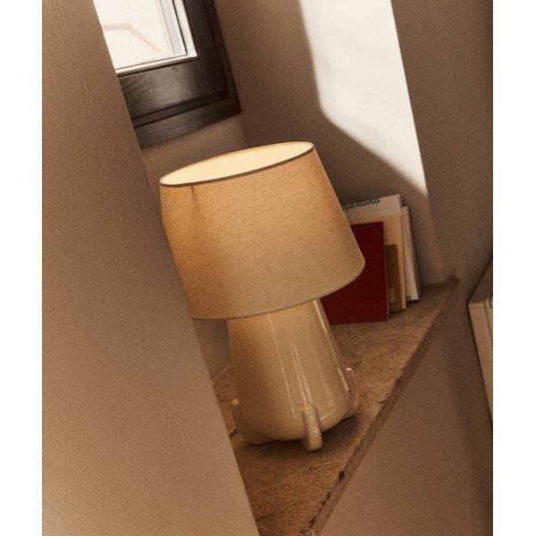 Beež/elevandiluust keraamiline laualamp (kõrgus 45,5 cm) Odra - Kave Home-image-1