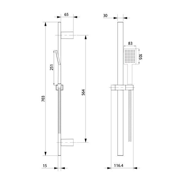 Matt must roostevabast terasest dušikomplekt 70 cm - Sapho-image-3