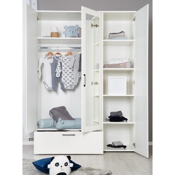 Valge laste riidekapp koos peegliga 139x190 cm Sylt - Roba-image-2