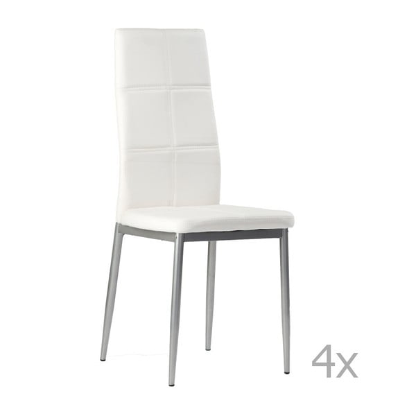 Sada 4 bílých jídelních židlí Pondecor Silvestre