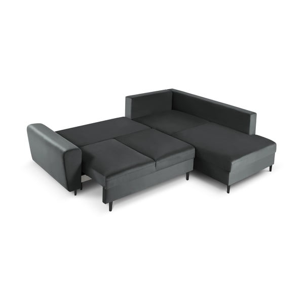 Tumehall sametist panipaigaga nurgadiivanvoodi (parem nurk/"L"-kujuline) Kyoto - Cosmopolitan Design-image-2