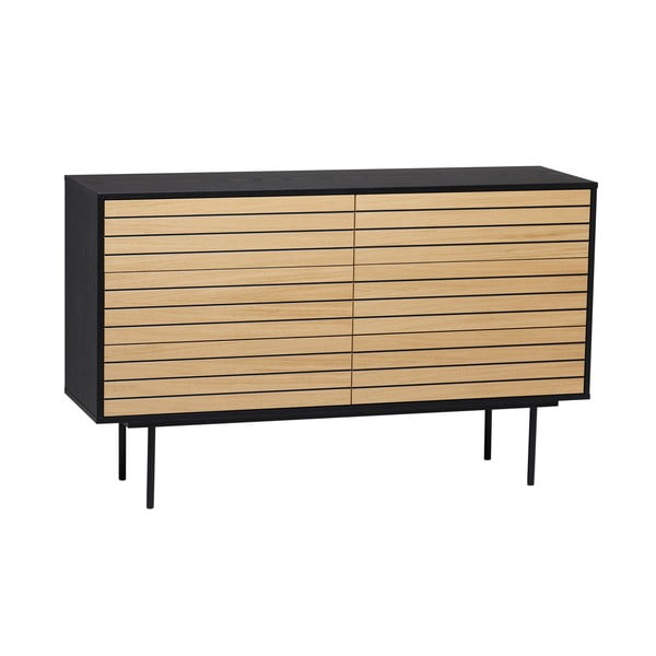 Must/loomulik madal kapp tammepuust 140x84 cm Stripe - Woodman-image-3