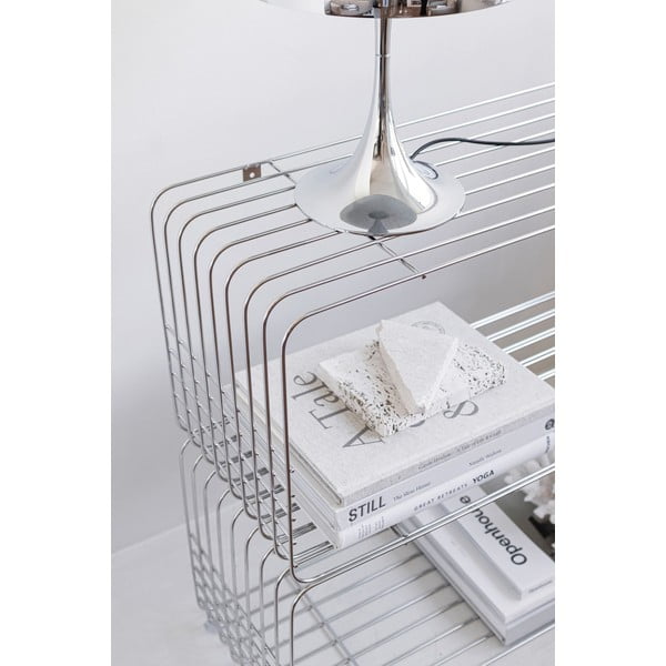 Läikiv hõbedane metallist seinale kinnitatav raamaturiiul 70x30 cm Wire - Mette Ditmer Denmark-image-3